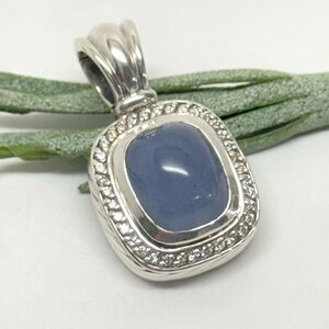 David Yurman .925 Blue Chalcedony Diamond Enhancer Pendant